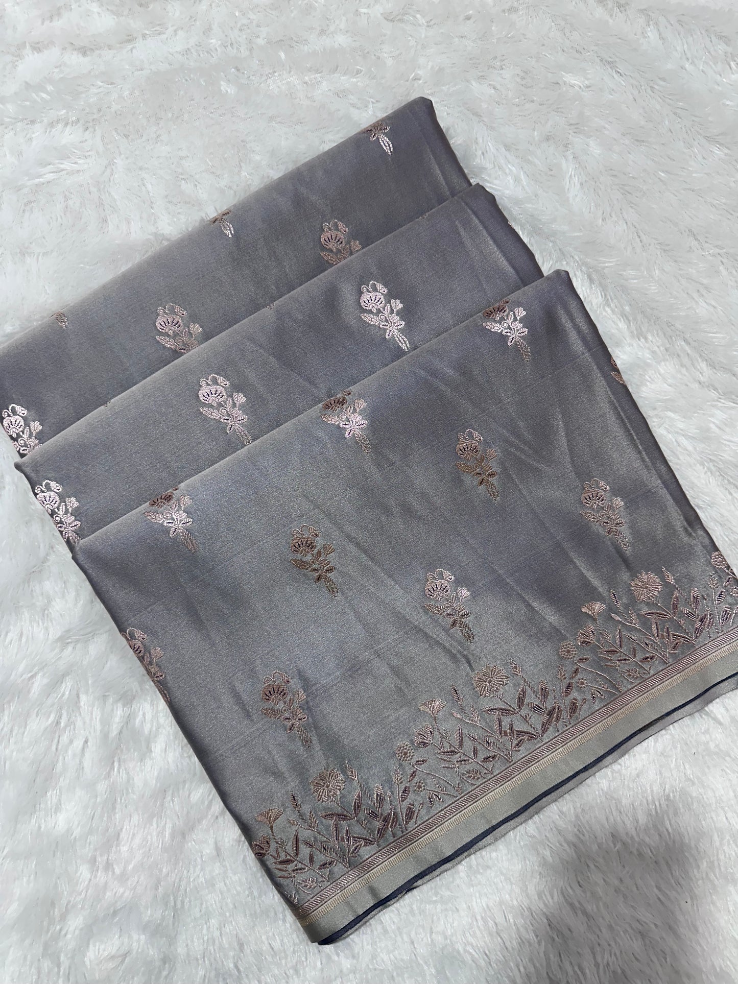Moonstone Grey Banarasi Saree