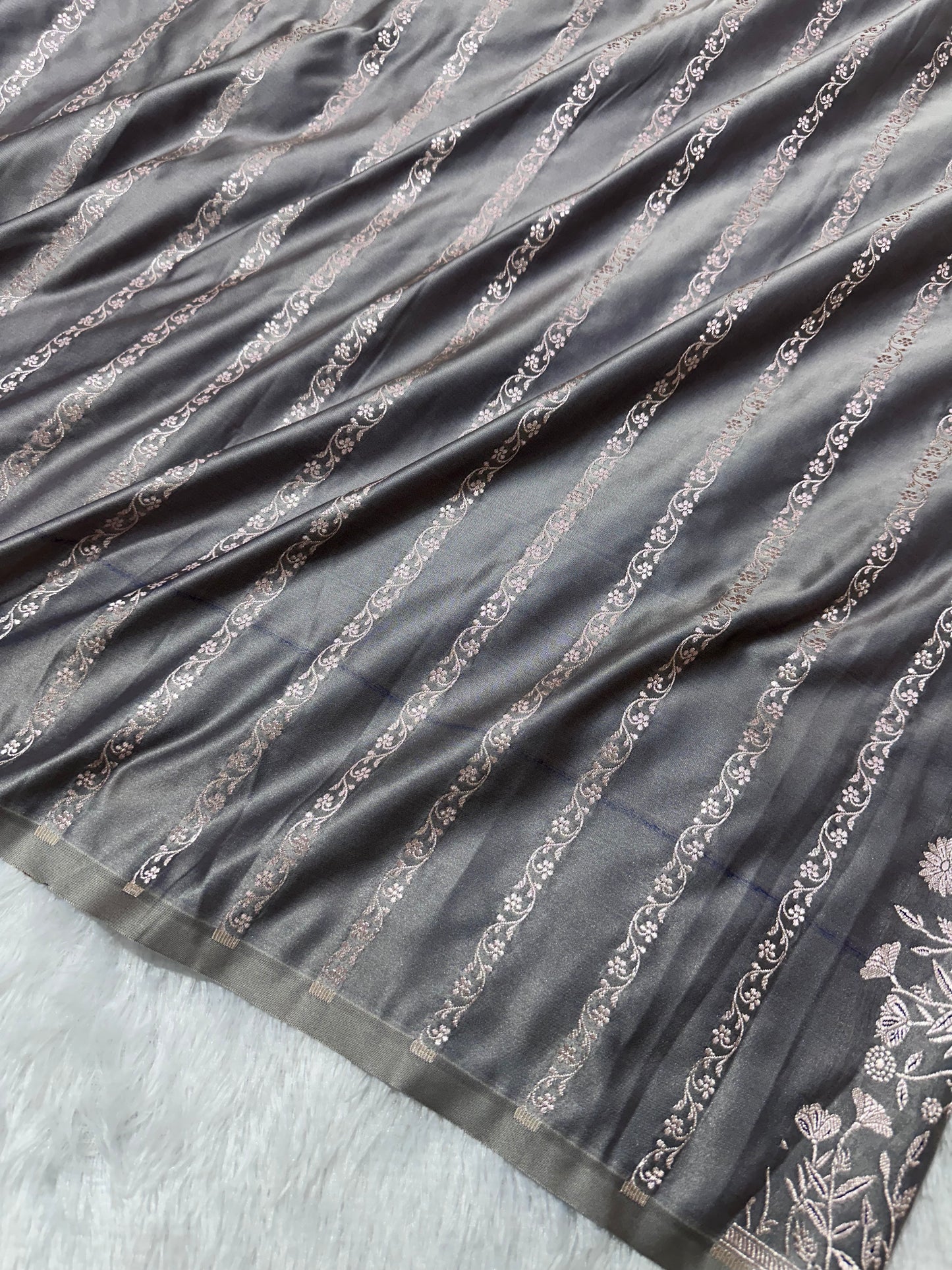 Moonstone Grey Banarasi Saree