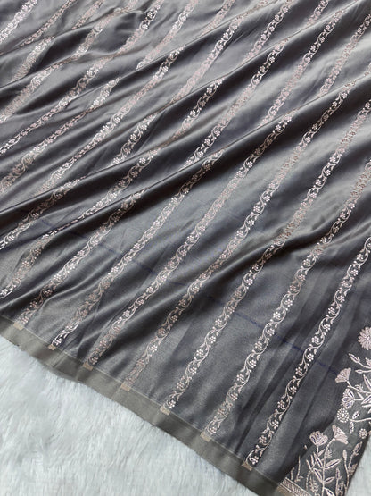 Moonstone Grey Banarasi Saree