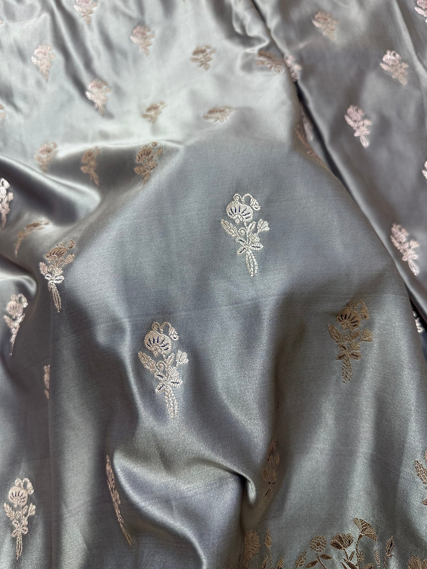 Moonstone Grey Banarasi Saree