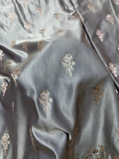 Moonstone Grey Banarasi Saree