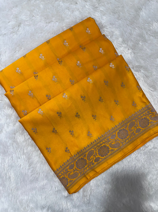Royalgold Yellow Banarasi Saree with Woven Buti