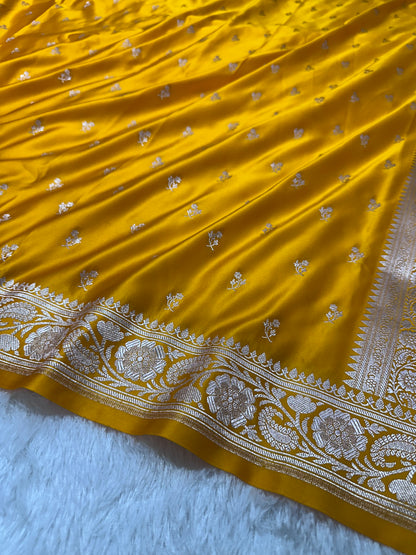 Royalgold Yellow Banarasi Saree with Woven Buti
