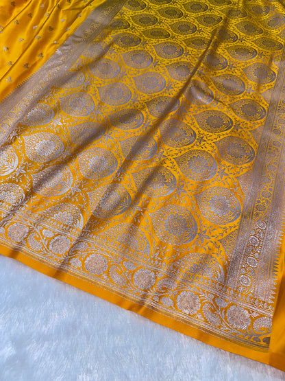 Royalgold Yellow Banarasi Saree with Woven Buti