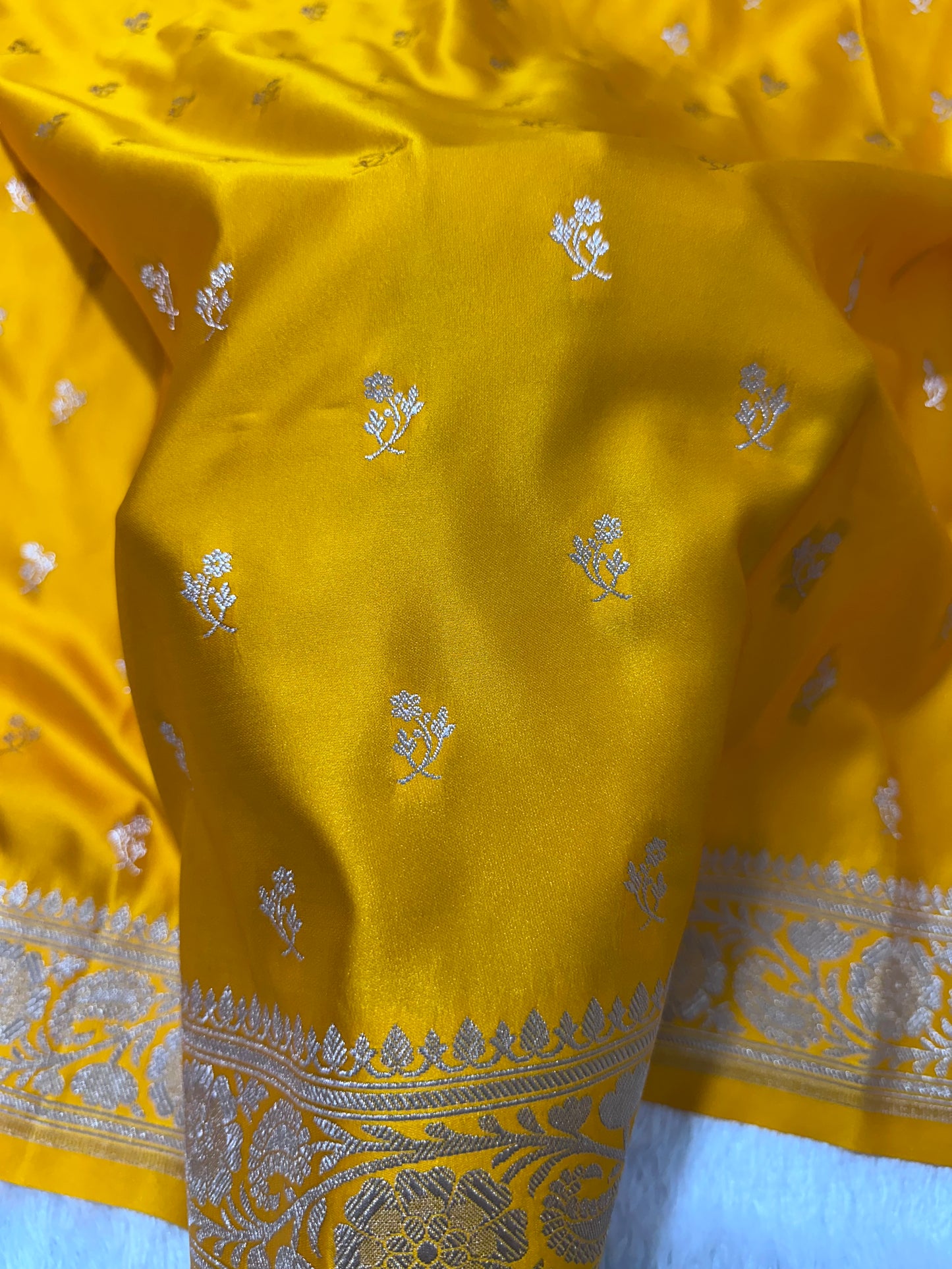 Royalgold Yellow Banarasi Saree with Woven Buti