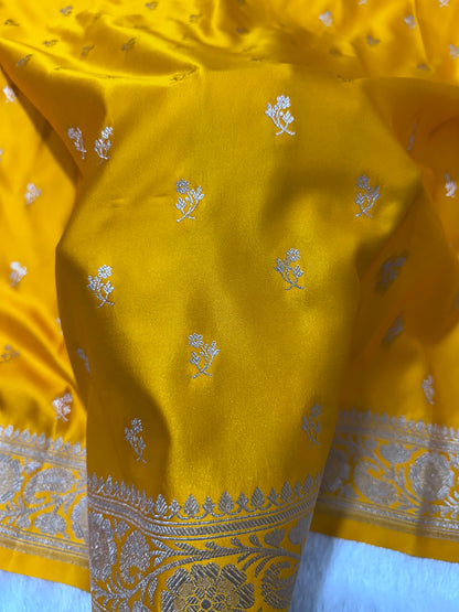 Royalgold Yellow Banarasi Saree with Woven Buti