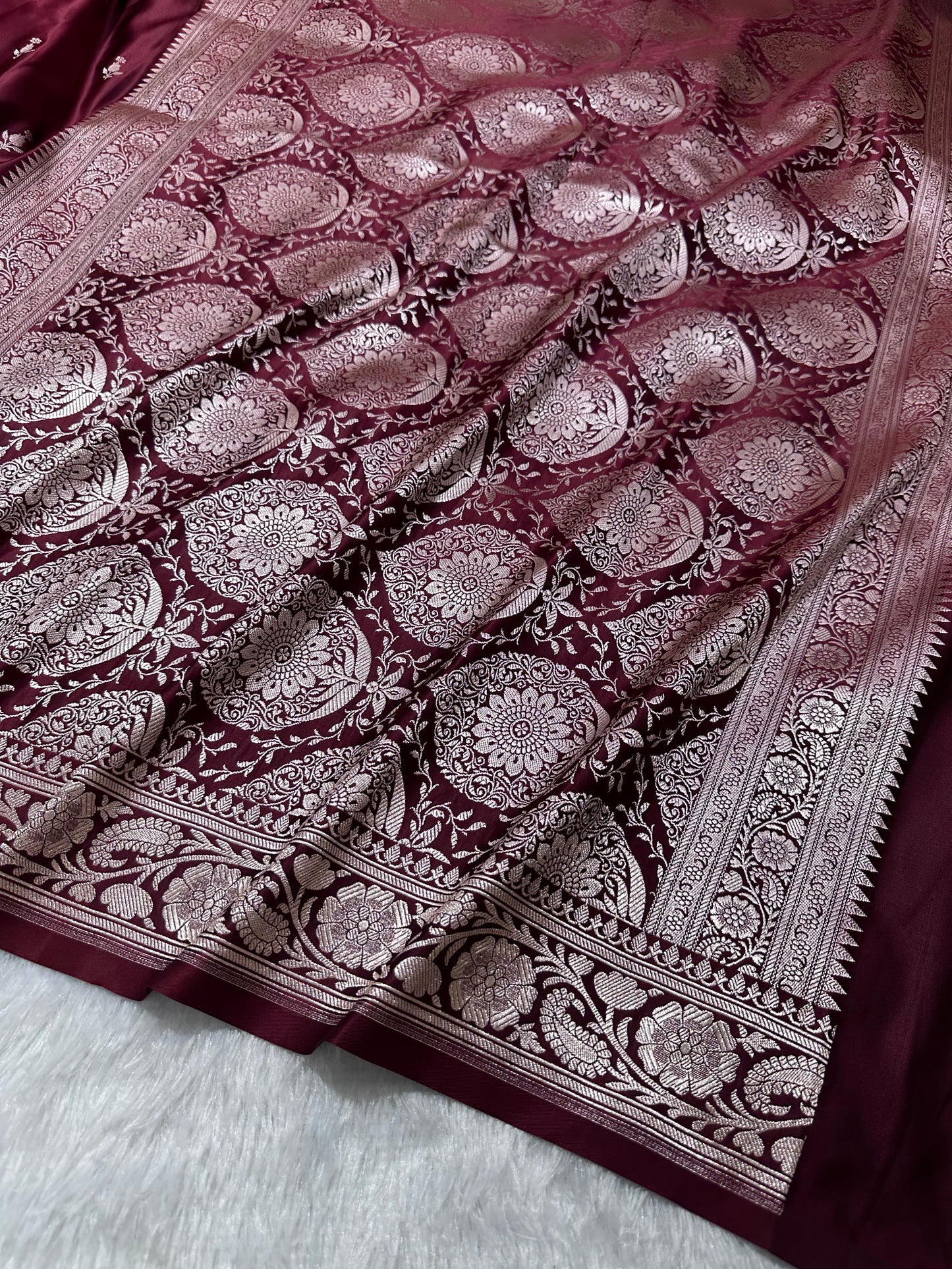 Royal Wine Maroon Colour Banarasi Saree