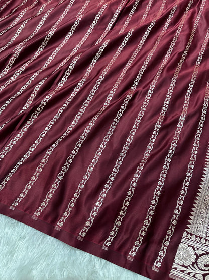 Royal Wine Maroon Colour Banarasi Saree