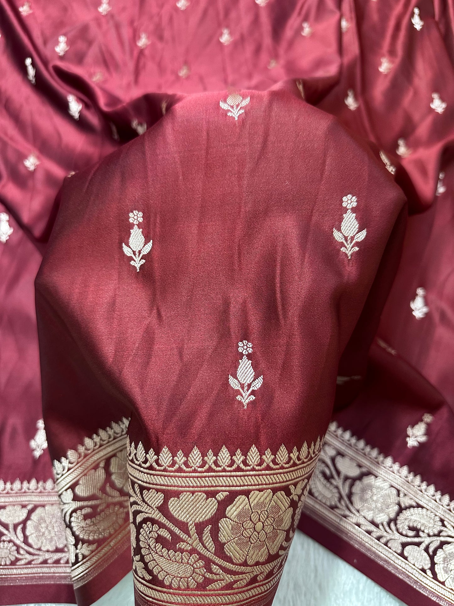 Royal Wine Maroon Colour Banarasi Saree