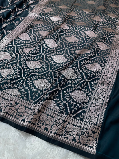 Royal Teal Blue Colour Banarasi silk Saree