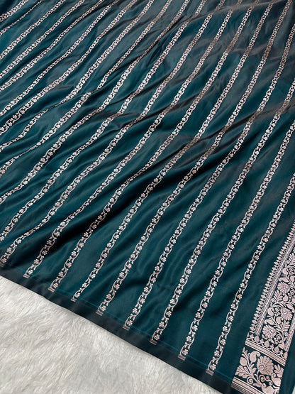 Royal Teal Blue Colour Banarasi silk Saree