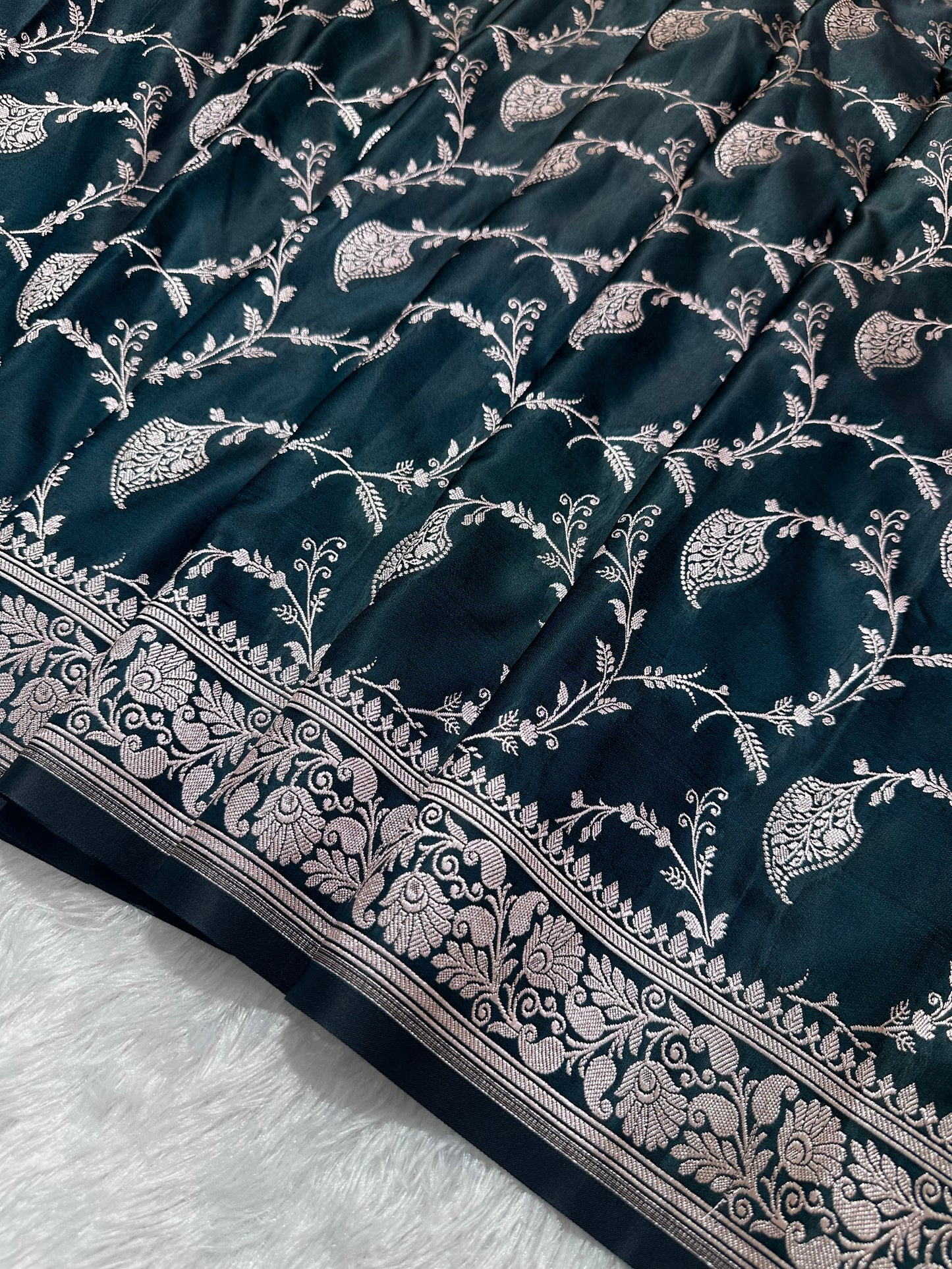 Royal Teal Blue Colour Banarasi silk Saree