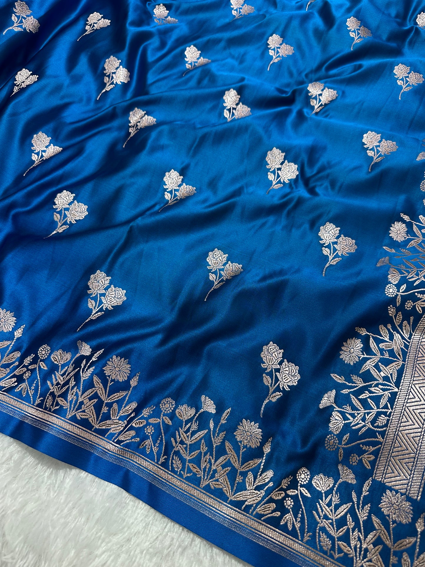 Royal Sapphire Blue Banarasi Silk Saree