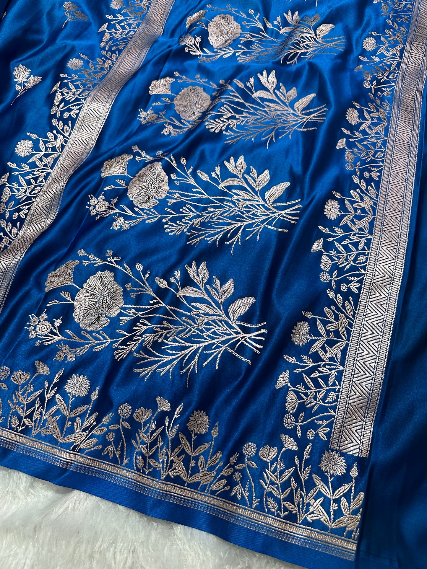 Royal Sapphire Blue Banarasi Silk Saree