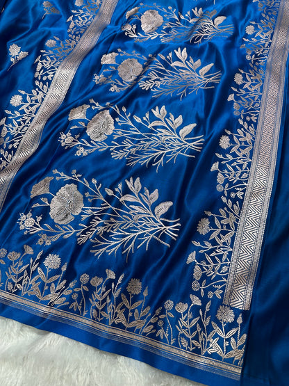 Royal Sapphire Blue Banarasi Silk Saree