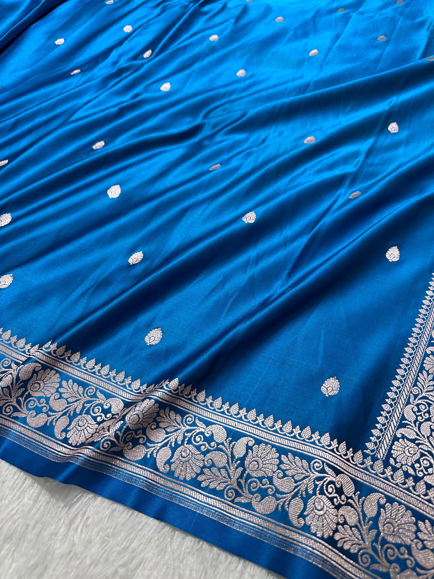 Royal Aqua Blue Banarasi Silk Saree