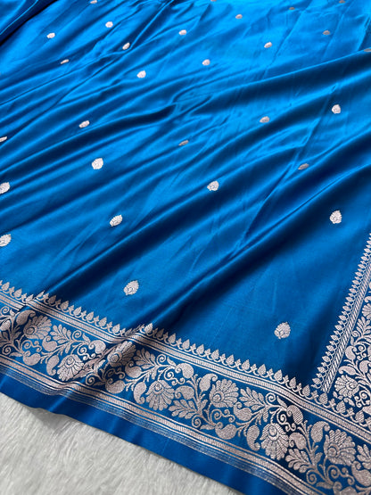 Royal Aqua Blue Banarasi Silk Saree