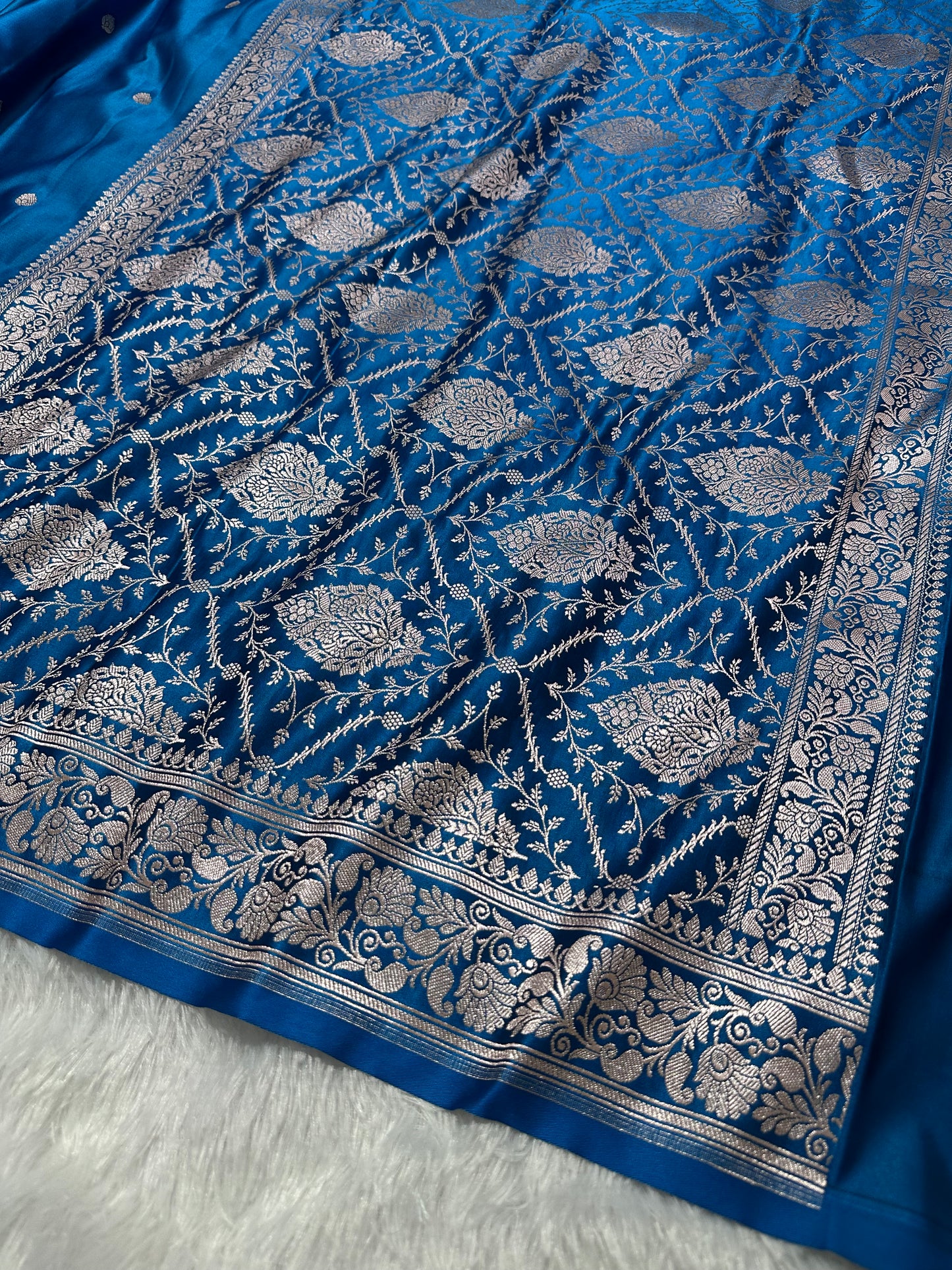 Royal Aqua Blue Banarasi Silk Saree