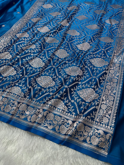 Royal Aqua Blue Banarasi Silk Saree