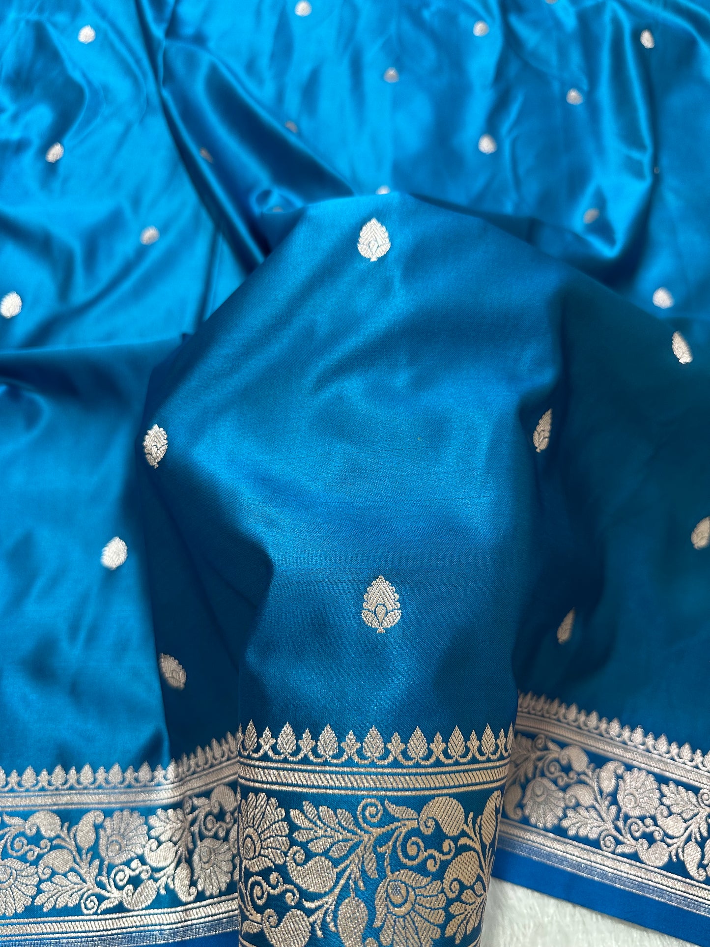 Royal Aqua Blue Banarasi Silk Saree