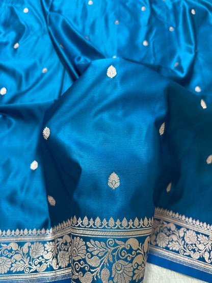 Royal Aqua Blue Banarasi Silk Saree