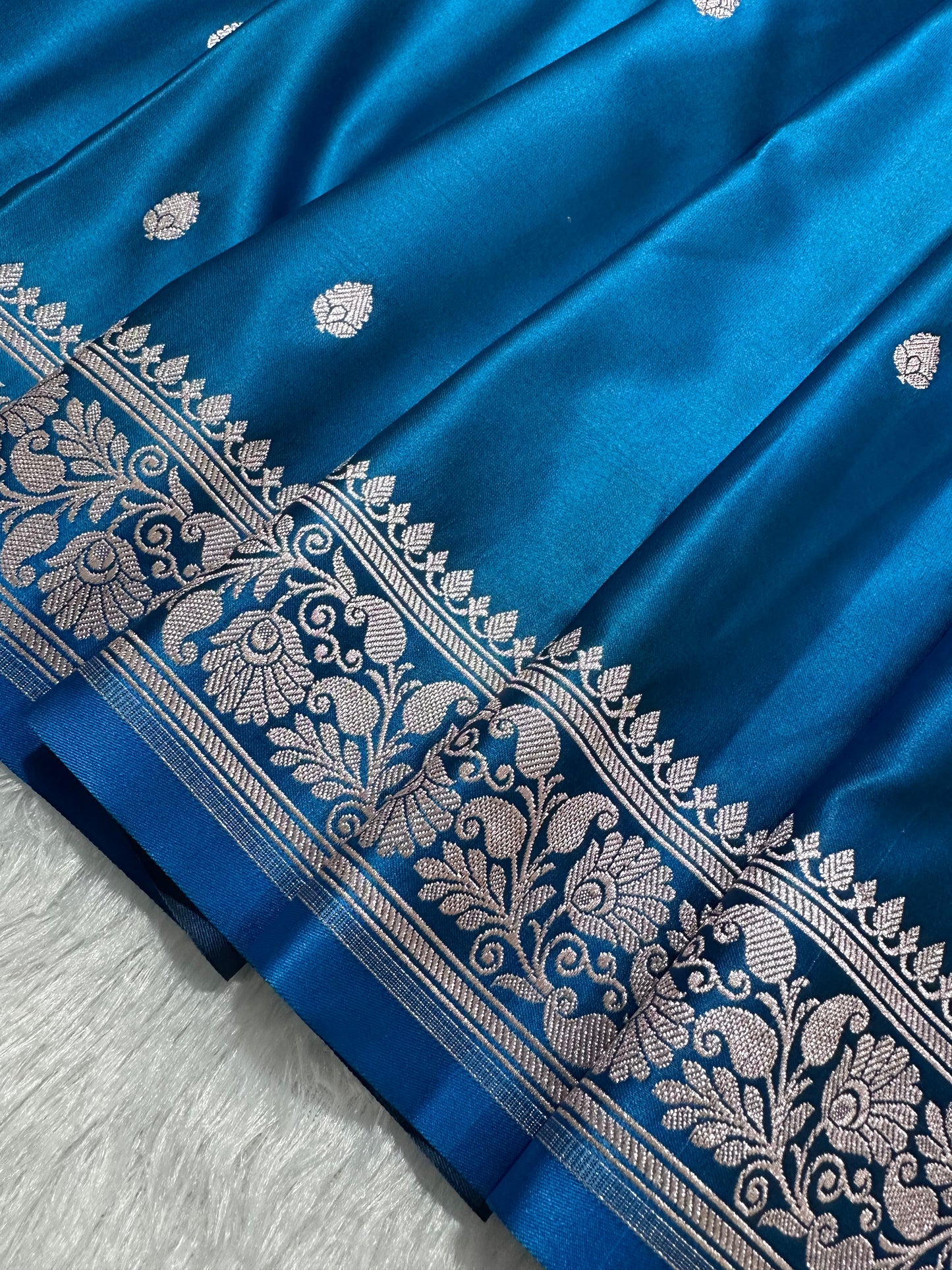 Royal Aqua Blue Banarasi Silk Saree