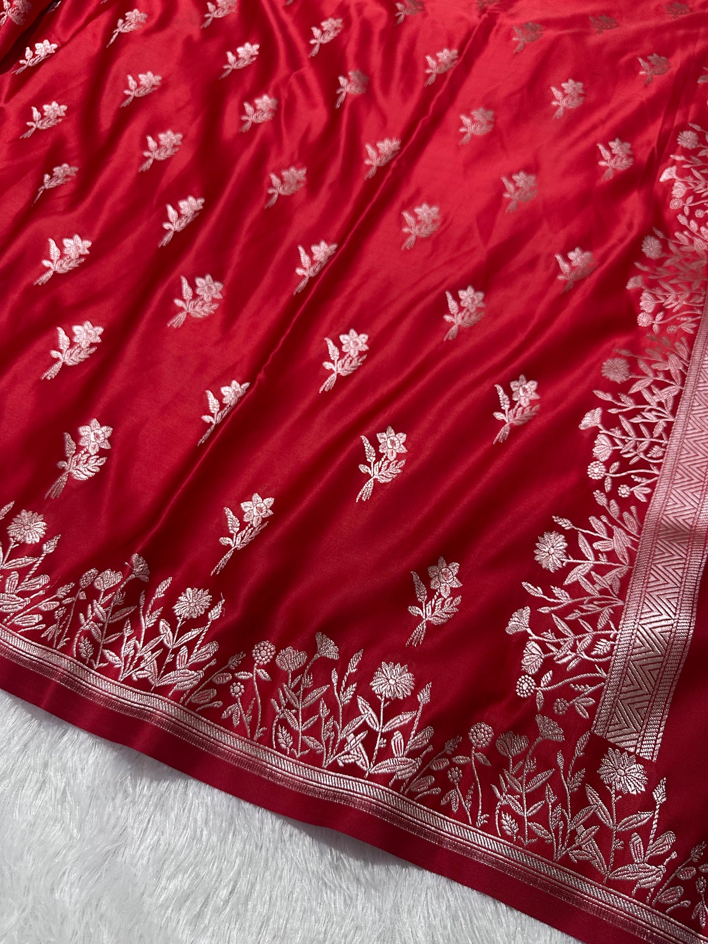Royal Cherry Red Banarasi Silk Saree