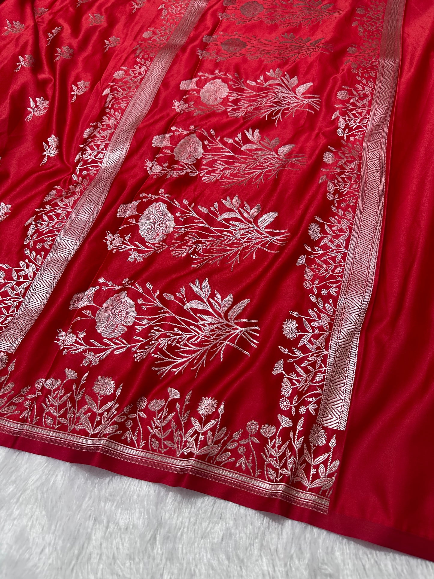 Royal Cherry Red Banarasi Silk Saree
