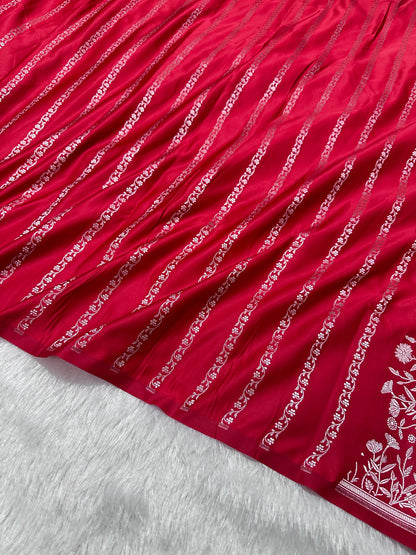 Royal Cherry Red Banarasi Silk Saree
