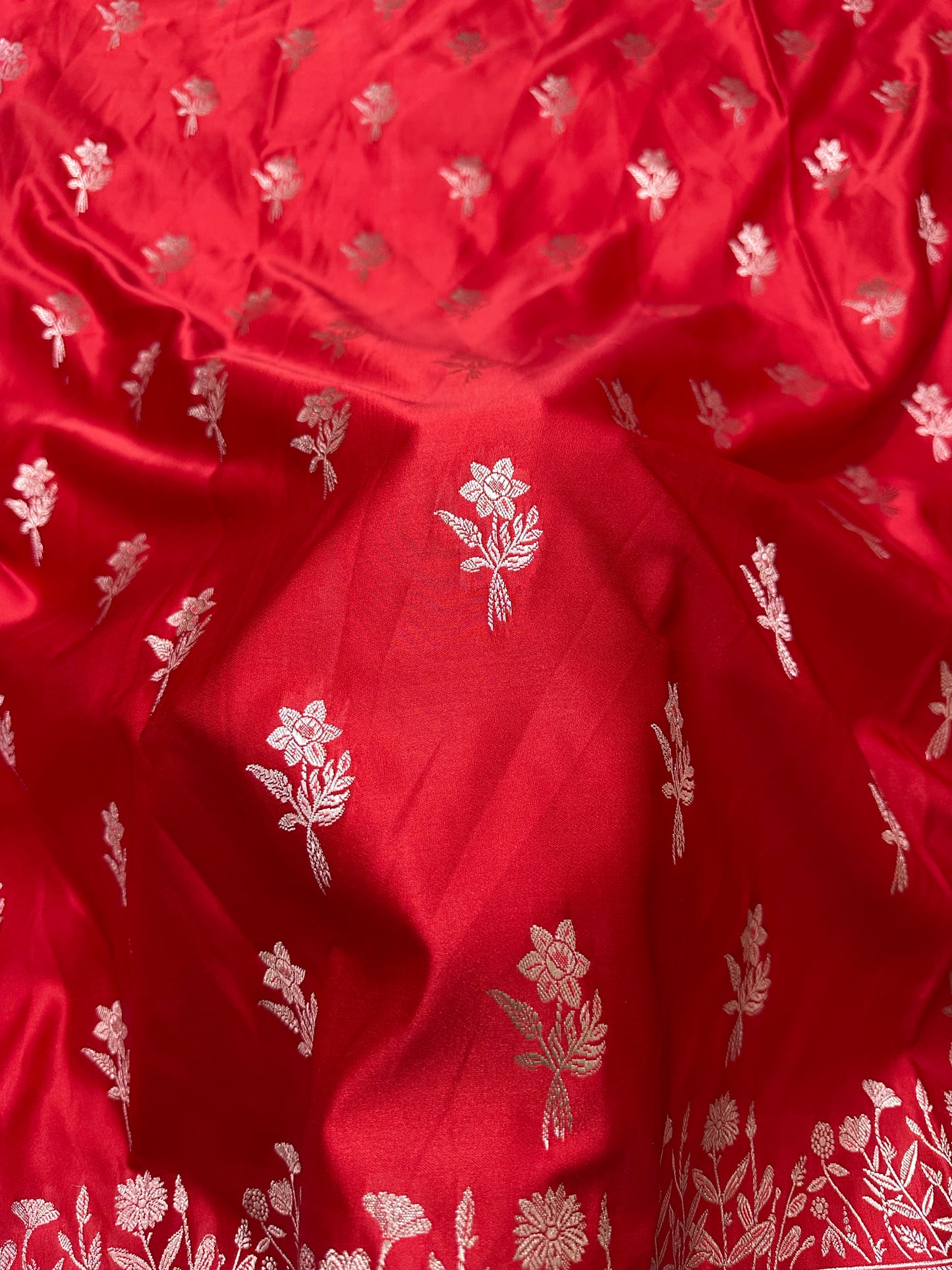 Royal Cherry Red Banarasi Silk Saree