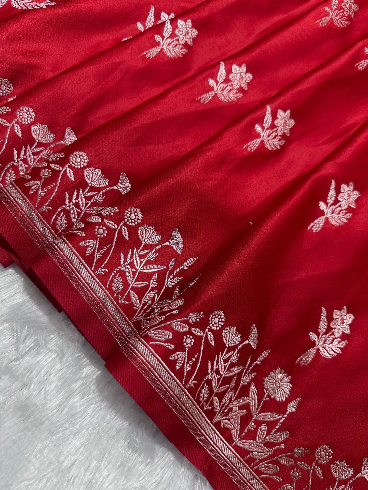 Royal Cherry Red Banarasi Silk Saree