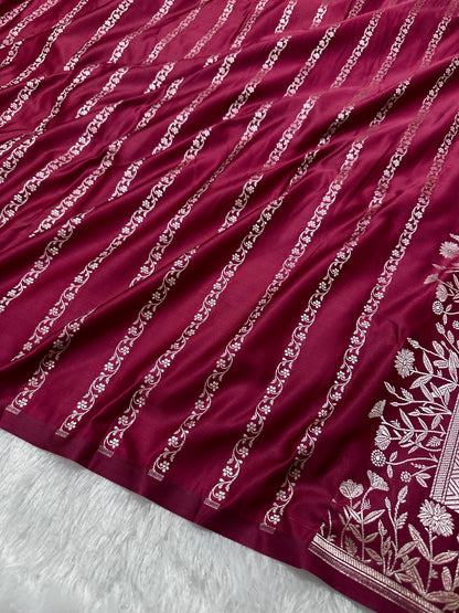 Royal Berry Pink Banarasi Silk Saree