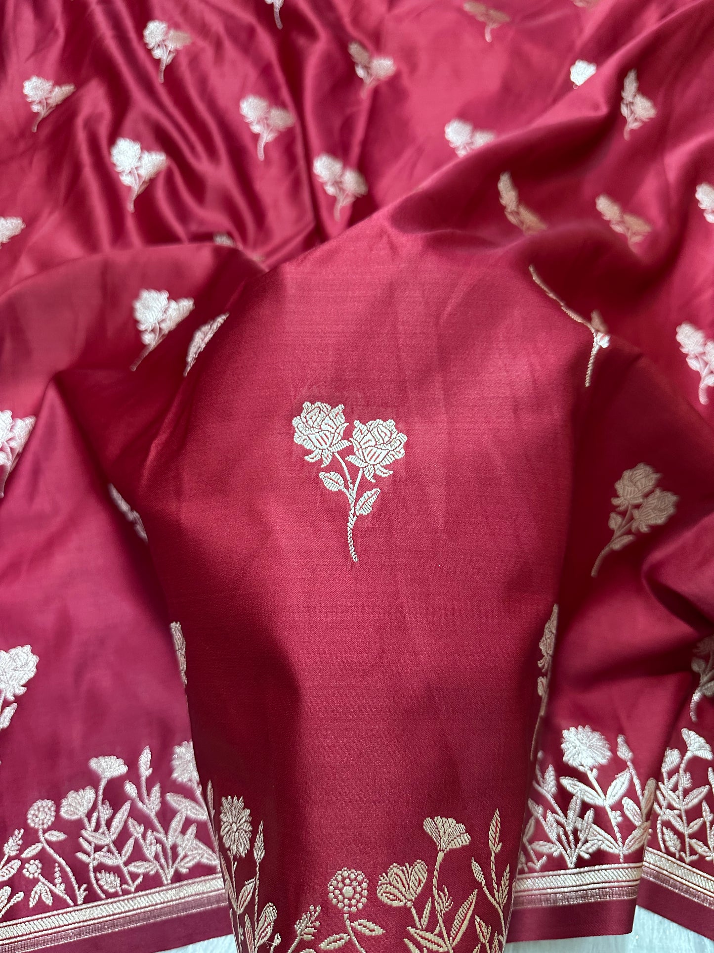 Royal Berry Pink Banarasi Silk Saree
