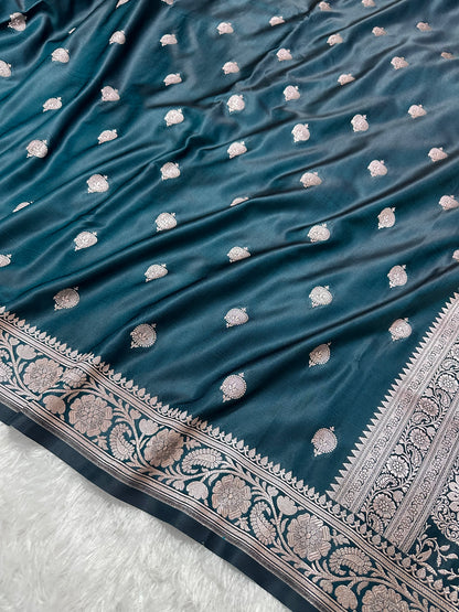 Royal Ocean Emerald Banarasi Silk Saree