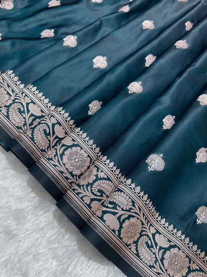 Royal Ocean Emerald Banarasi Silk Saree