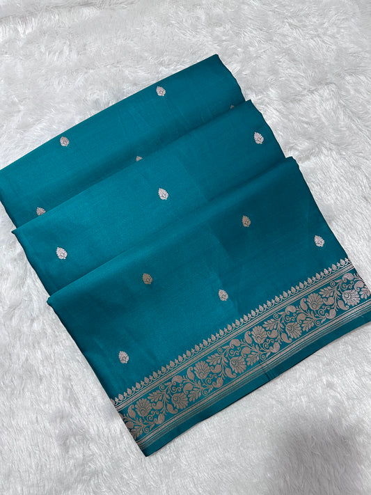Royal Ocean Teal Banarasi Silk Saree