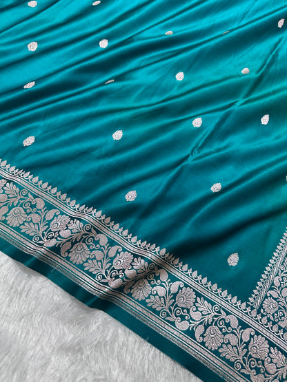 Royal Ocean Teal Banarasi Silk Saree