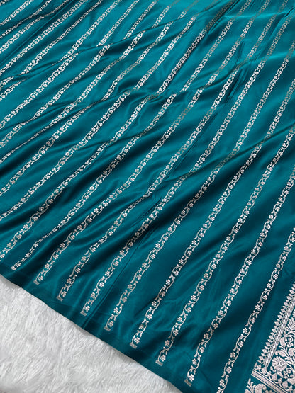 Royal Ocean Teal Banarasi Silk Saree