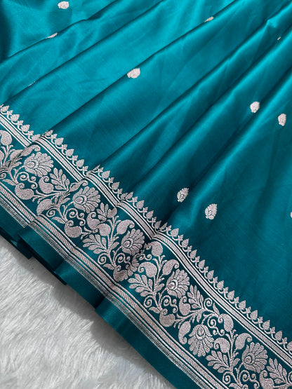 Royal Ocean Teal Banarasi Silk Saree