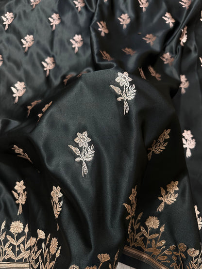Royal Black Banarasi Saree with Woven Buti