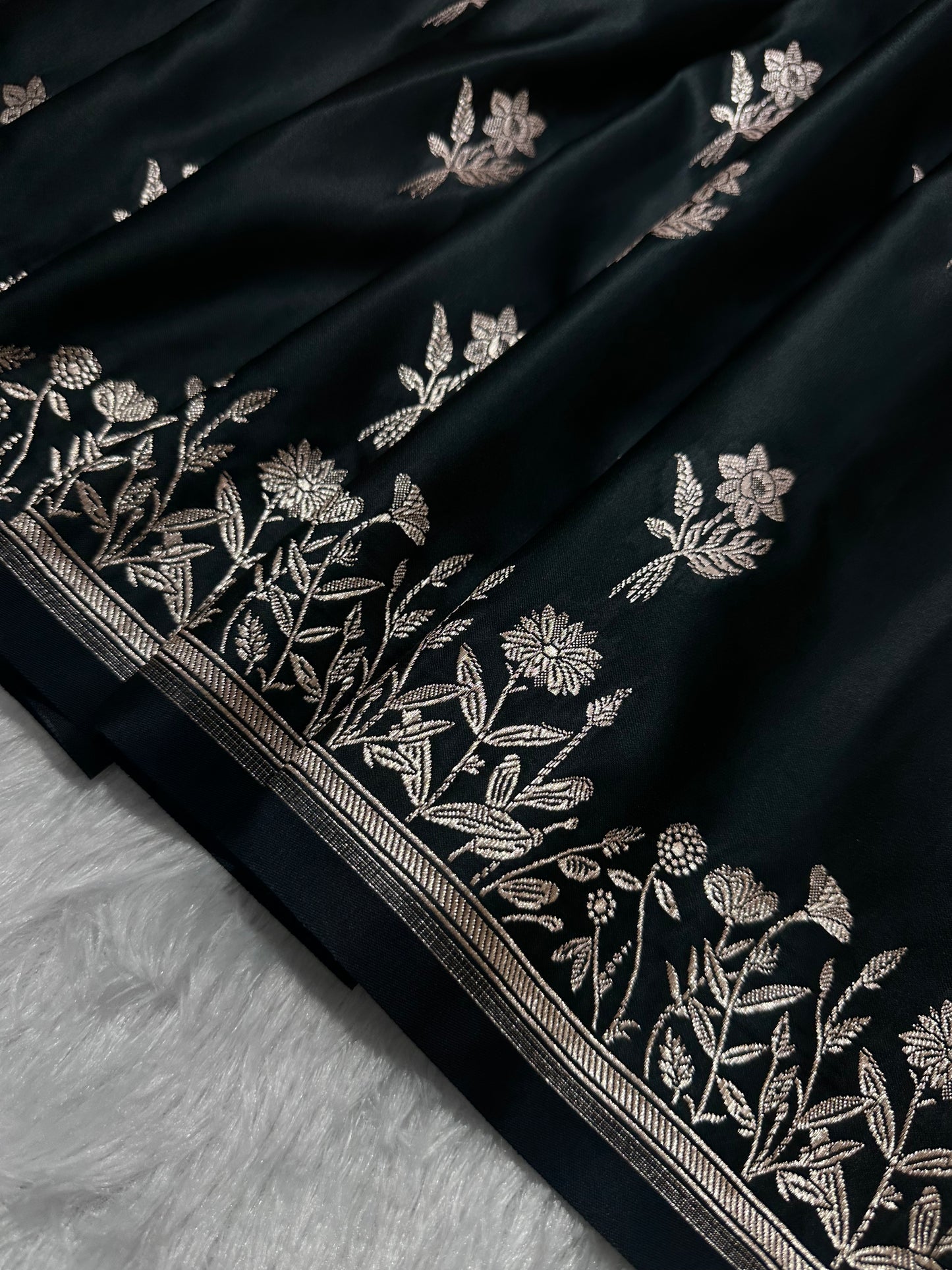 Royal Black Banarasi Saree with Woven Buti