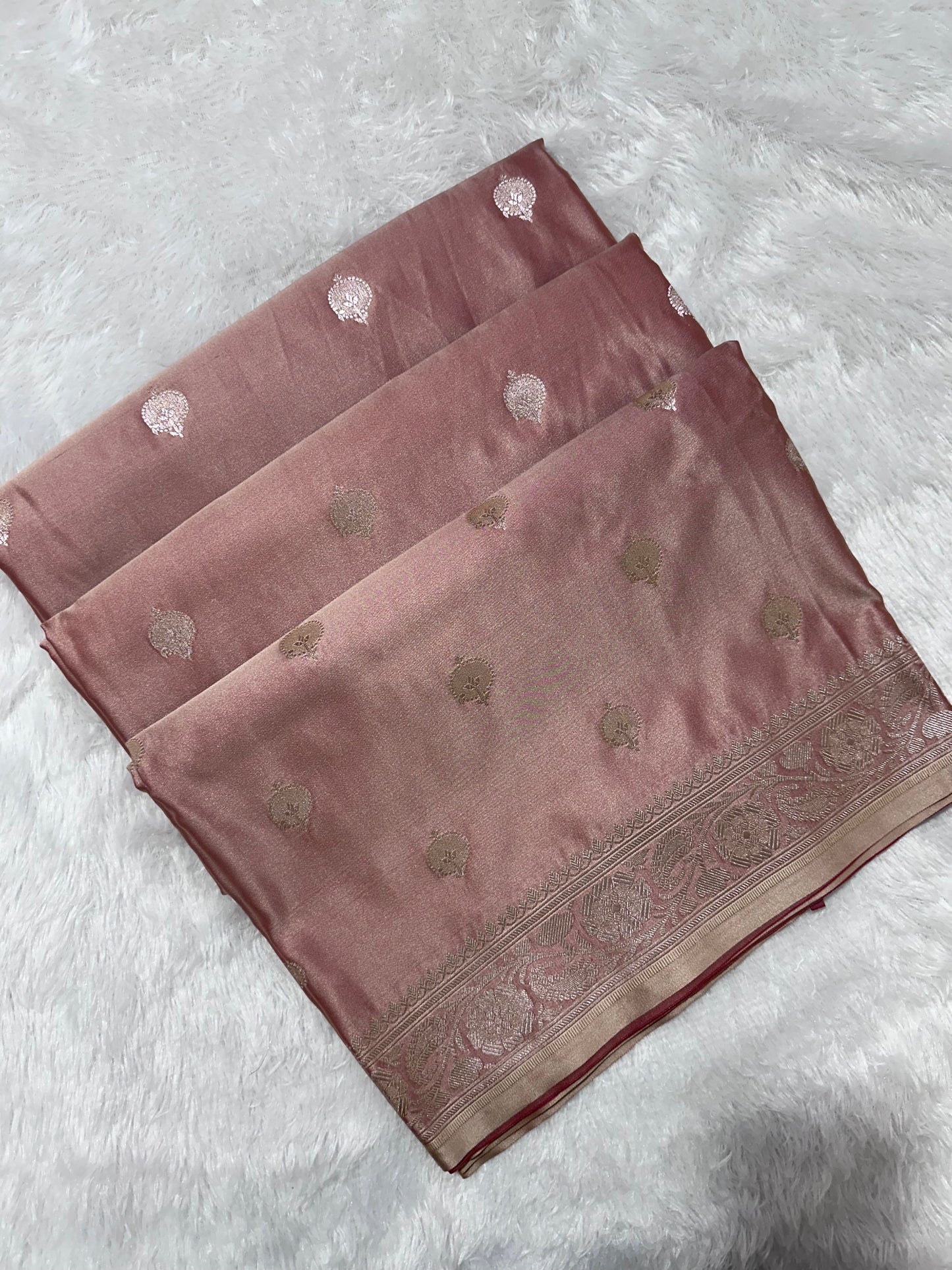 Dusty Rose Pink Banarasi Silk Saree