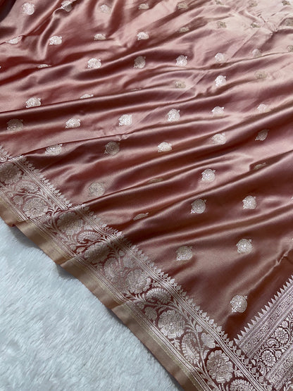 Dusty Rose Pink Banarasi Silk Saree
