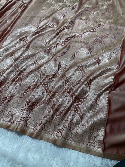 Dusty Rose Pink Banarasi Silk Saree