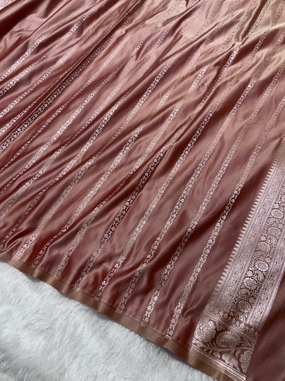 Dusty Rose Pink Banarasi Silk Saree