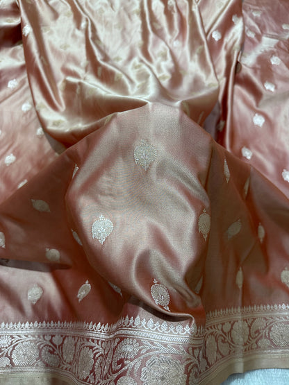 Dusty Rose Pink Banarasi Silk Saree