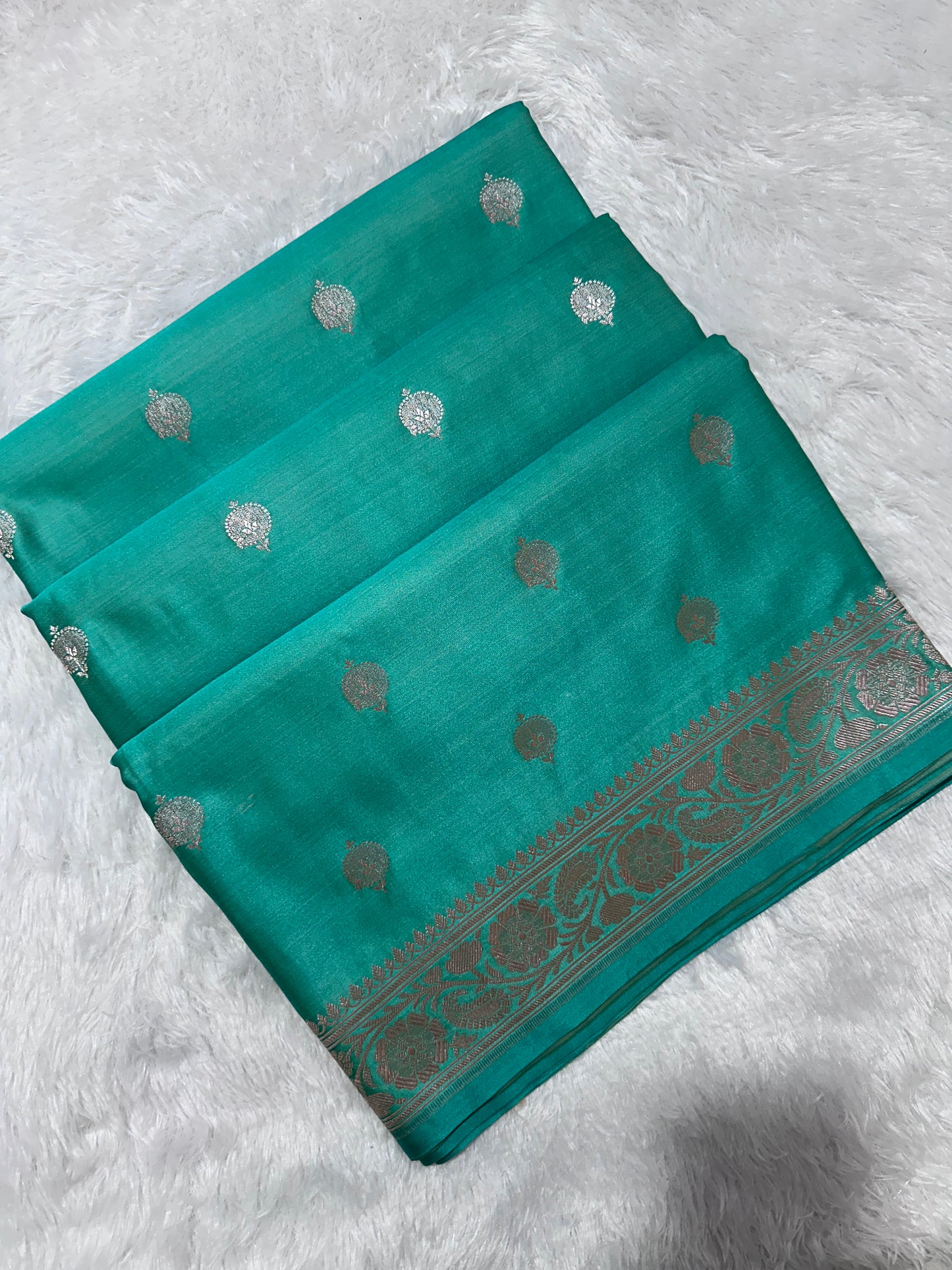 Elegant Sea Green Banarasi Silk Saree