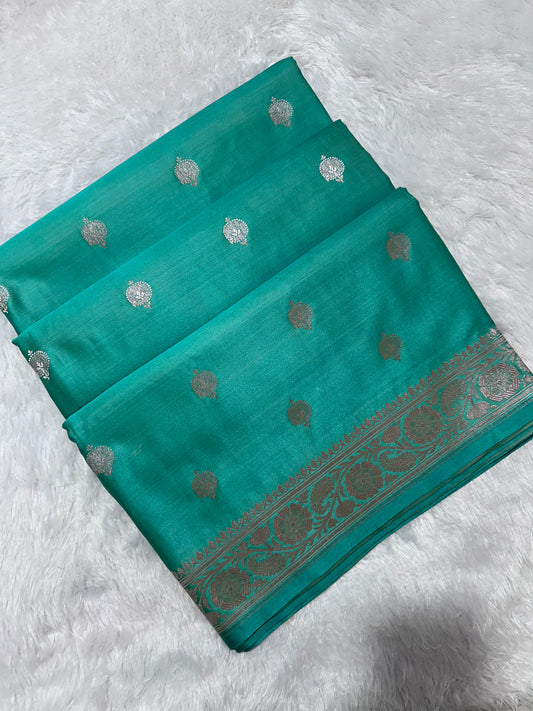 Elegant Sea Green Banarasi Silk Saree
