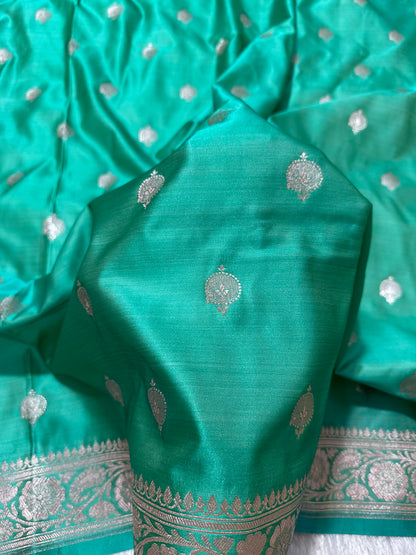 Elegant Sea Green Banarasi Silk Saree