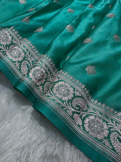 Elegant Sea Green Banarasi Silk Saree